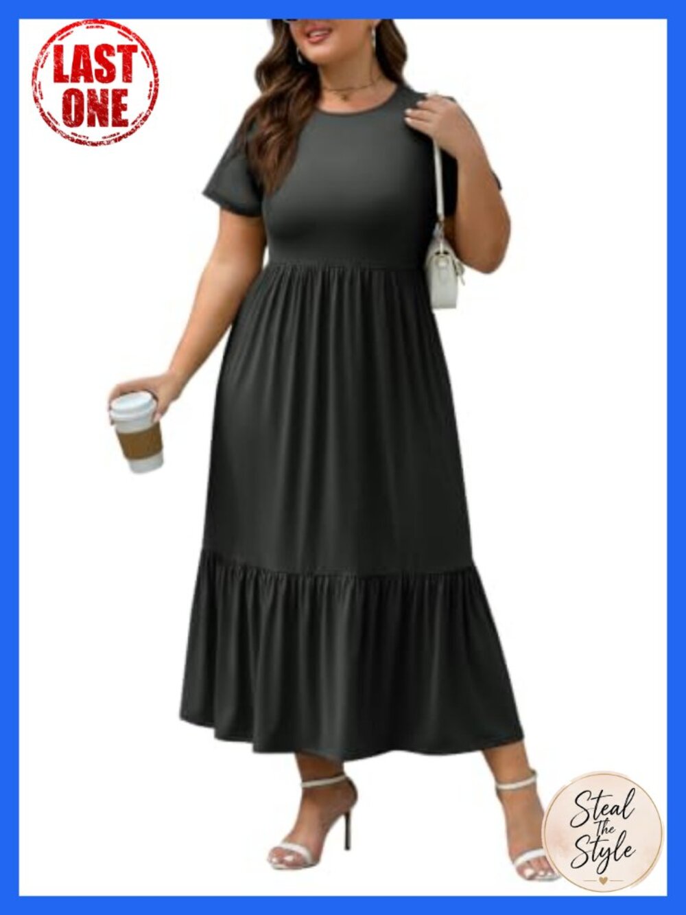 Plus Size Maxi Dress Tiered Flowy Short Sleeve Casual Summer